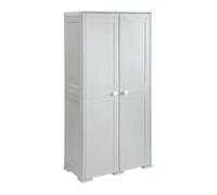 MA MAISON Armadio Alto in Plastica 79x43x164 cm. con 2 Ante e Vano Portascopa - Mobile Contenitore Multiuso Salvaspazio per Organizzazione Casa, Lavanderia e Ripostiglio (Grigio)