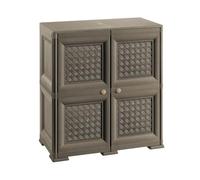 MA MAISON Armadio Contenitore in Plastica con Ante Traforate - Mobile Decorativo per Organizzazione Casa e Zona Living (Wengé, 79 x 43 x 85.5 cm)