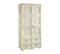 MA MAISON Armadio Guardaroba in Resina con 2 Ante, Appendiabiti e 4 Cassetti - Armadio Multiuso Effetto Legno per Organizzazione Casa (Angora)