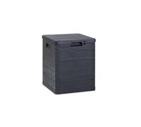 MA MAISON Bauletto Multibox da Giardino 90 Litri Effetto Simil Legno Contenitore Stoccaggio in Resina Antracite 42,5x44x50h cm da Esterno da Interno Resistente ai Raggi Uv - Made in Italy