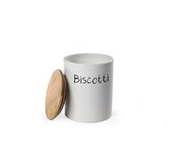 MA MAISON Biscottiera in Ceramica con Top in Legno, Elegante per Ogni Arredo e Pratica per Conservare Biscotti e Cereali, un Perfetto Mix di Stile e Freschezza (Tonda)