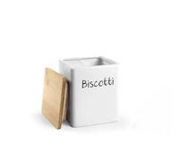 MA MAISON Biscottiera in Ceramica con Top in Legno, Elegante per Ogni Arredo e Pratica per Conservare Biscotti e Cereali, un Perfetto Mix di Stile e Freschezza