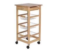 MA MAISON Carrello Salvaspazio da Cucina 37x37x76h cm in Legno 1 Cassetto 3 Cestini - Spostamento, Cesti in Metallo Estraibili, Cucina, Casa, Dispensa, Portafrutta - con Piano d' Appoggio