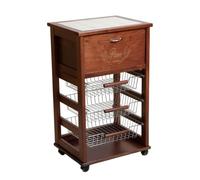 MA MAISON Carrello Salvaspazio in Legno dimensioni 85x49x39 cm - da Cucina, Piano d'appoggio Multiuso, 3 Cestini Contenitori, 1 Cassetto, Portapane, Portafrutta, 4 Ruote - Made in Italy (Noce)