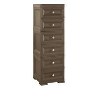 MA MAISON Cassettiera Alta in Plastica con 6 Cassetti Piccoli, Mobile Verticale Salvaspazio per Organizzazione Casa, Cassettiera per Camera, Ingresso e Zona Living, 40x43x125 cm (Taupe Scuro)