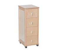 MA MAISON Cassettiera con Ruote 4 Cassetti - Adatto per Camera da Letto, Soggiorno, Corridoio, Cameretta, Sala da Pranzo - In Legno 84x29x39 cm (Naturale)