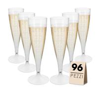 MA MAISON Flute da Champagne 100 ml Eleganti Calici in Plastica Riutilizzabili, Resistenti, Trasparenti, Riciclabili - Flute per Feste Calici di Vino- Bicchieri Lavabili Colorati (Trasparenti - 96 Pz)