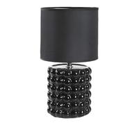 MA MAISON Lampada da Tavolo con Base Tonda in Ceramica - Comodino, Moderna, Soggiorno, Paralume, Camera da Letto, Abat Jour, d'Appoggio, Illuminazione - Effetto Bubble (Nero 18x33 cm)