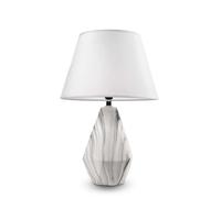 MA MAISON Lampada da Tavolo in Ceramica: Base Effetto Marmo, 42 cm, Colore Bianco per un Tocco di Eleganza e Stile (Diamante)