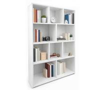 MA MAISON Libreria Verticale in Legno MDF 90X30X140h CM - Ripiani Sfalsati, 10 Scomparti, Multiuso, Ufficio, Soggiorno, Camera, Cucina, Autoportante, con Piedini - Effetto Venato (Bianco)