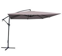 MA MAISON Ombrellone da Giardino Quadrato 3x3 Metri con Palo Decentrato- in Alluminio, Regolabile, da Esterno, Impermeabile, con Manovella, Tubo Ø 48 mm- Resistente ai Raggi UV (Grigio - 3x3 Mt)