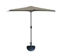 MA MAISON Ombrellone Mezzaluna 300x150x250h da Muro e Parete Palo Ø38 mm - Salvaspazio, Terrazzo, Balcone, Manovella, Protezione UV, Parasole, Idrorepellente - Base Inclusa (Grigio | Base Antracite)