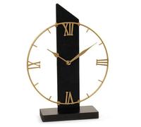 MA MAISON Orologio da Tavolo Analogico - Numeri Romani, Quadrante in Metallo, Struttura in Metallo, Brillante, Arredo Moderno, Colore Oro/Nero, Ideale per Salotto, Regalo - 23 x 31h cm