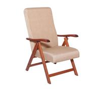 MA MAISON Poltrona Sdraio Relax Armonia in Legno 4 Posizioni 75x65,5x112h cm - Cuscino Imbottito, Regolabile, Tessuto, Ergonomica, Reclinabile, Poggioli, Design - Made in Italy (Noce - Beige)
