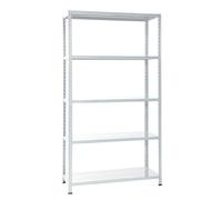 MA MAISON Scaffale in Metallo Ettore - Kit Bulloni, 5 ripiani, Regolabile, 80 kg per ripiano, Regolabile, Salvaspazio per Garage Magazzino, Portante 400 kg - 100x40xh187 cm (Bianco)