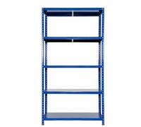 MA MAISON Scaffale in Metallo Ettore - Kit Bulloni, 5 ripiani, Regolabile, 80 kg per ripiano, Regolabile, Salvaspazio per Garage Magazzino, Portante 400 kg - 100x40xh187 cm (Blu)