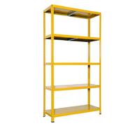 MA MAISON Scaffale in Metallo Ettore - Kit Bulloni, 5 ripiani, Regolabile, 80 kg per ripiano, Regolabile, Salvaspazio per Garage Magazzino, Portante 400 kg - 100x40xh187 cm (Giallo)