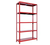 MA MAISON Scaffale in Metallo - Kit Bulloni, 5 ripiani, Regolabile, 80 kg per ripiano, Regolabile, Salvaspazio per Garage Magazzino, Portante 400 kg - 100x40xh187 cm (Rosso)