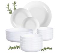 Ma Maison Servizio Piatti per 6 Persone Set 18 Pezzi Moderni Lucidi da Tavola -in Ceramica, 6 Pz Ø 21 Prima Portata, 6 Pz Ø 17 da Dessert, 6 Pz Ø 25 Seconda Portata - Lavastoviglie (Elegant | Bianco)