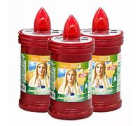 Ma Maison Set 3 Lumini Votivi a Batteria Durata 60 Giorni - Cero Votivo, Lumino Funerali, Candele Decorative, Cimitero, Parapioggia, Fiamma Finta, Sempre Acceso - Figura Assortita