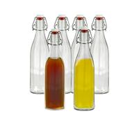 MA MAISON Set 6 Bottiglie in Vetro 500 Ml con Tappo Ermetico - Acqua, Vino, Limoncello, Liquore, Bevande, Succhi, Frizzante, Naturale - Bottiglia Costolata Trasparente da Tavola
