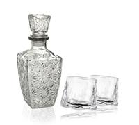 Ma Maison Set Decanter in Vetro da 1 Litro con Bicchieri da Liquore Royal - Capacità 150 ml Ideali per Servire alcolici con Eleganza - Per Feste e Occasioni Speciali (Diamond, 2 bicchieri Royal)