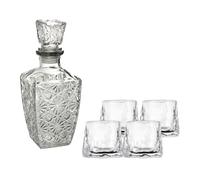 Ma Maison Set Decanter in Vetro da 1 Litro con Bicchieri da Liquore Royal - Capacità 150 ml Ideali per Servire alcolici con Eleganza - Per Feste e Occasioni Speciali (Diamond, 4 bicchieri Royal)