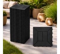 Ma Maison Set di Piastrelle in Plastica 30x30x2h cm - Pavimento Esterno, Giardino, Sistema a Incastro, per Terrazza, Patio, Resistente - Set da (48, Antracite)