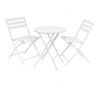 MA MAISON Set Tavolo e 2 Sedie Pieghevoli da Giardino per Balcone (Bianco)