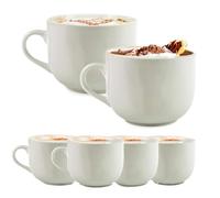 MA MAISON Set Tazze Jumbo da Cappuccino in Ceramica Bianche Grandi 450 ml - Tazza Caffè, Espresso, Colazione, Albergo, Hotel, Ristorazione, b&b, Tè,Latte, Resistenti - Lavastoviglie (Set - 6 Tazze)