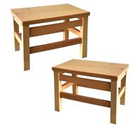 MA MAISON Sgabello in Legno Naturale 35x22xh25 cm -Seduta, Poggiapiedi, Massiccio, Sedia, Panca- Multifunzione Per Bambini, Campeggio, Giardino e Soggiorno (Naturale - 2 Pz)