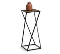MA MAISON Tavolino a Colonna con Struttura in Metallo - Comodino Versatile, Divano, Camera da Letto, Soggiorno, Ripiano Portaoggetti, Portavasi, Stile Moderno - (Effetto Legno, 25x70h cm)