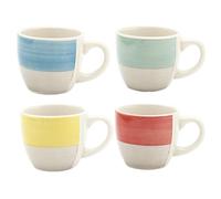 MA MAISON Tazzine in Porcellana Colorate per Caffè Set 4 Bicchierini con Manico - Mantiene il Calore, Senza Condensa, per Latte - Trasparenti con Capacità 90 Ml idea Regalo