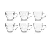 MA MAISON Tazzine in Vetro Fantasia per Caffè Set 6 Bicchierini con Manico - Mantiene il Calore, Senza Condensa, per Latte - Trasparenti con Capacità 90 Ml idea Regalo Confezioni da 6 pz Assortite
