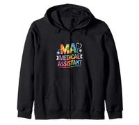 MA Medical Assistant - Stetoscopio Arcobaleno con Frase Divertente Felpa con Cappuccio