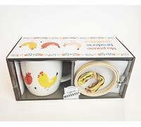 Ma pause broderie poulettes: Coffret avec 1 mug, 1 kit broderie point de croix, 1 livre pour réaliser ses broderies: 13682