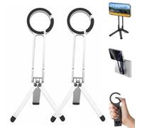 MA38 Portable Phone Holder Mini Tripod, Aluminium Foldable Pocket Stand, Ma38 Magnetic Phone Tripod for iPhone, Strong Magnet Quick Mount, 360 Rotation (Silver 2PCS)