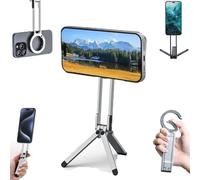 MA38 portable phone holder mini tripod, MA38 Magnetic Phone Tripod for iPhone, 360 Rotation, Strong Magnet Quick Mount, Stand with for Vlogs (White)