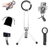 Ma38 Treppiede magnetico for telefono iPhone, con supporto for telefono portatile bifacciale, mini treppiede, potente magnete a montaggio rapido(Silver)