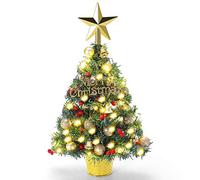 MA3TY Mini Albero di Natale 55cm, Albero di Natale da Tavolo Artificiale con luci a LED e Decorazioni,per Natale, casa, cucina, tavolo da pranzo
