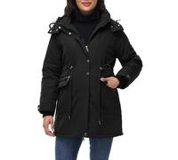 Maacie Giacca premaman in cotone con collo alto e giacca impermeabile in cotone, cappotto invernale 2025, nero XL