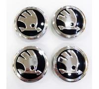 MAALLOP Adesivi con Logo Distintivo Emblema Ruota Impermeabili, Antipolvere, antiruggine Coprimozzi centrali per Auto, Compatible for Skoda Fabia, Octavia, Superb, Yeti 4 x 56 mm