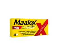 Maalox Plus 200 mg + 200 mg + 25 mg - 30 Compresse Masticabili Contro Bruciore, Cattiva Digestione E Iperacidità Di Stomaco