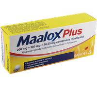 Maalox Plus 200 mg + 200 mg + 26,25 mg - 30 Compresse Masticabili Contro Bruciore, Cattiva Digestione E Iperacidità Di Stomaco