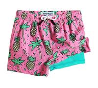 maamgic Costume Bambino Asciugatura Rapida 2 in 1 Pantaloncini Corti con Compressione e Coulisse Regolabile, Costume Ragazzo Spiaggia Sport Nuotare, 2-16 Anni, 07 Ananas Rosa Cocco, 8 Anni