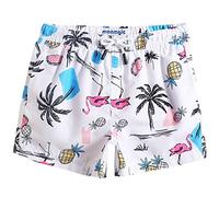 MaaMgic Costume da Bagno Pantaloncini da Bagno Estivi per Ragazzini Bambini Foderate in Rete Asciugatura Rapida Multi Colori, Vista sul Mare Bianco, 2 Anni