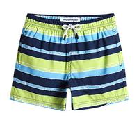 MaaMgic Costume da Bagno Pantaloncini da Bagno Estivi per Ragazzini Bambini Foderate in Rete Asciugatura Rapida Multi Colori, Verde Blu a Strisce, 3 Anni