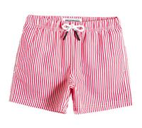 MaaMgic Costume da Bagno Pantaloncini da Bagno Estivi per Ragazzini Bambini Foderate in Rete Asciugatura Rapida Multi Colori,Rosso a Strisce,10-12 Anni
