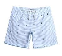 MaaMgic Pantaloncini da Bagno da Uomo Asciugatura Veloce Costume da Bagno per Surf sulla Spiaggia Multi-funzioni Allenamento casa con Fodera in Mesh,Ancora Blu Bianco,XS