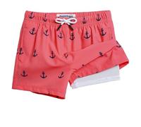 MaaMgic Pantaloncini da Bagno Ragazzi Bambini a Compressione ad Asciugatura Rapida Corti Boardshorts con Tasche Coulisse Regolabile Spiaggia Sport,Rosa Ancora Bianca,5-6 Anni